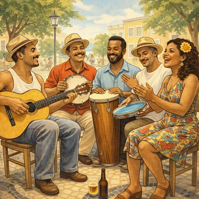 pessoas tocando samba no brasil