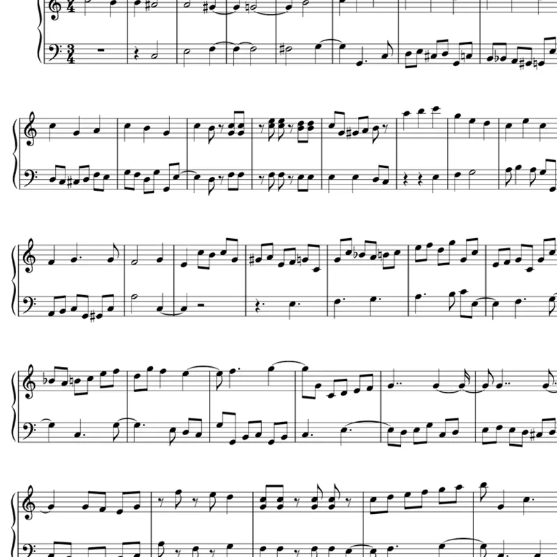 exemplo de partitura em clave de sol e clave de fa