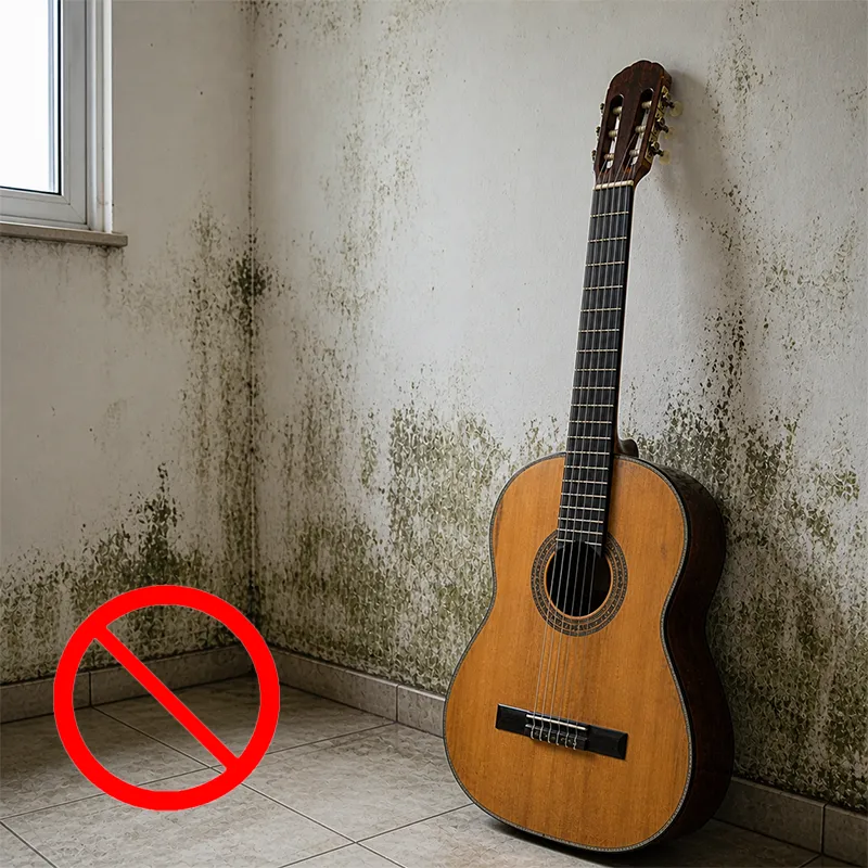 violão sobre o efeito de umidade