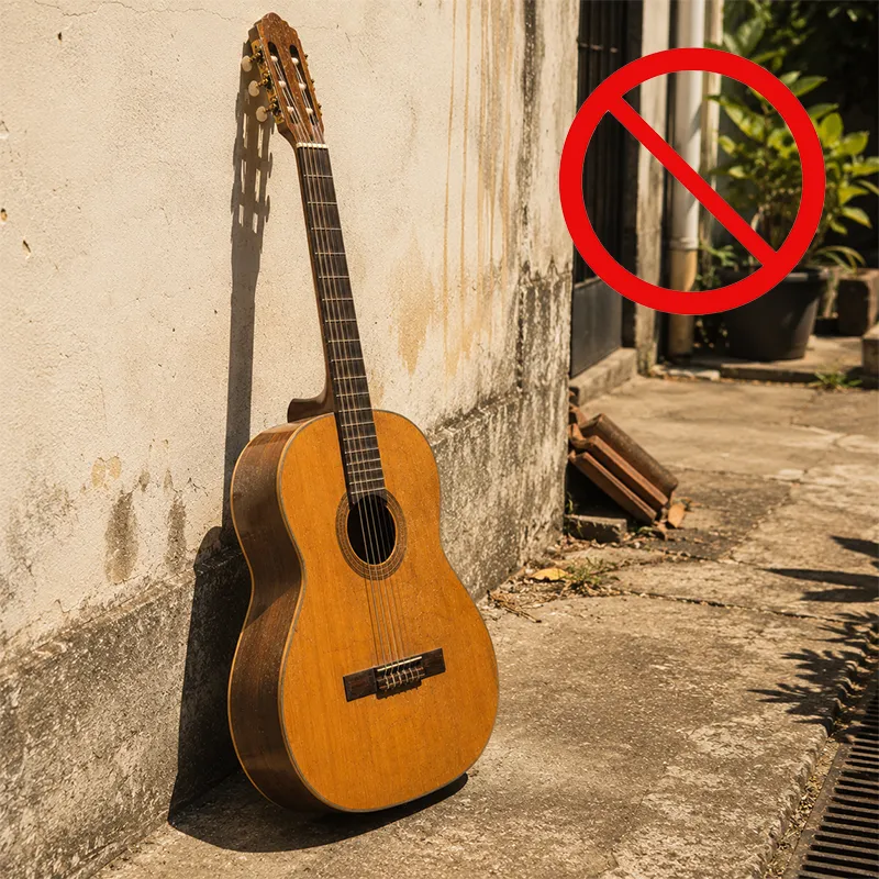 Violão sobre o efeito do sol forte